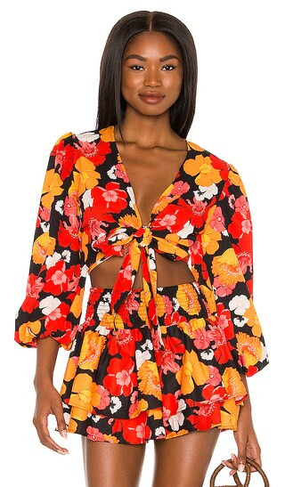 X REVOLVE Vega Top in Black Funky Blooms | Revolve Clothing (Global)