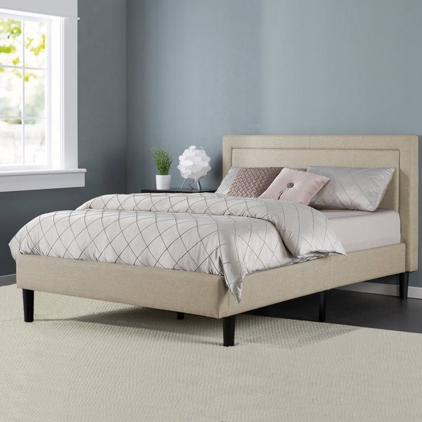 Zinus Mckenzie Upholstered Detailed Platform Bed with Wooden Slats, Full - Walmart.com | Walmart (US)