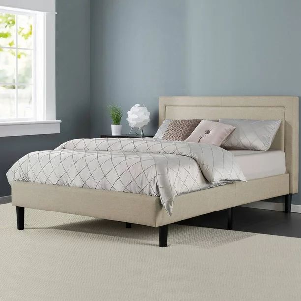 Zinus Mckenzie Upholstered Detailed Platform Bed with Wooden Slats, Full - Walmart.com | Walmart (US)