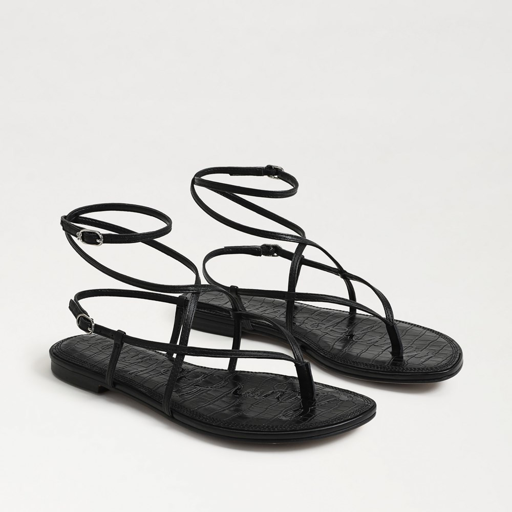 Clarra Strappy Sandal Black Leather | Sam Edelman