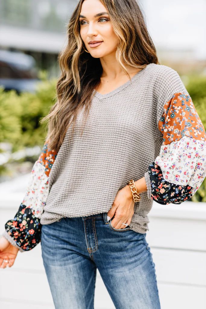 Tell You Everything Mocha Brown Ditsy Floral Top | The Mint Julep Boutique