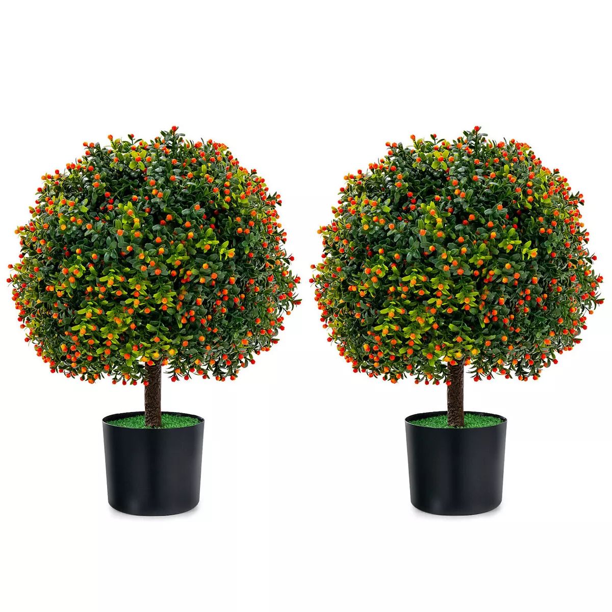 2-Pack Artificial Boxwood Topiary Ball Tree with Orange Fruit | Kohl's