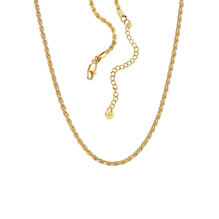 PAVOI Women's Rope Choker Necklace, 16'' + 3'' Extender, 14K Yellow Gold Flash Plated | Walmart (US)