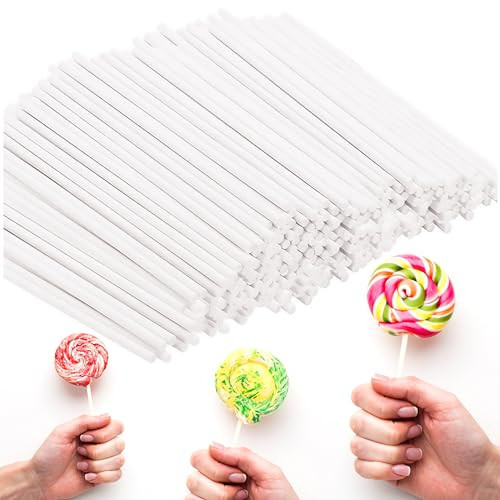 Premium 100 Pack 6 Inch White Paper Lollipop Sticks - Perfect for Cake Pop Sticks, Cookies, Chocolate Cake Toppers | Versatile Baking & Crafting Accessory | Amazon (US)