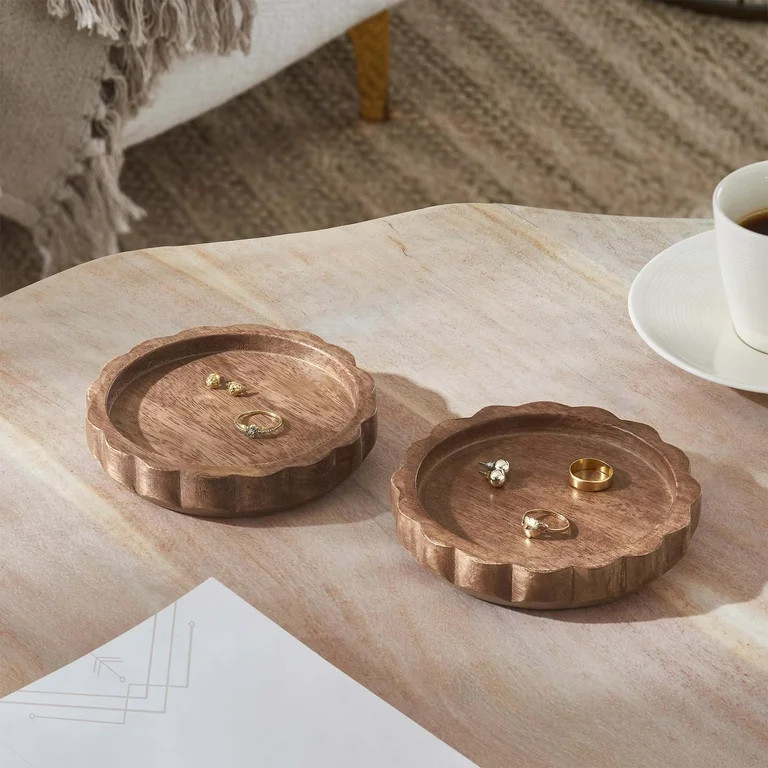 My Texas House 2-Piece Natural Mango Wood Decorative Trinket Trays, 5.32" x 1" | Walmart (US)