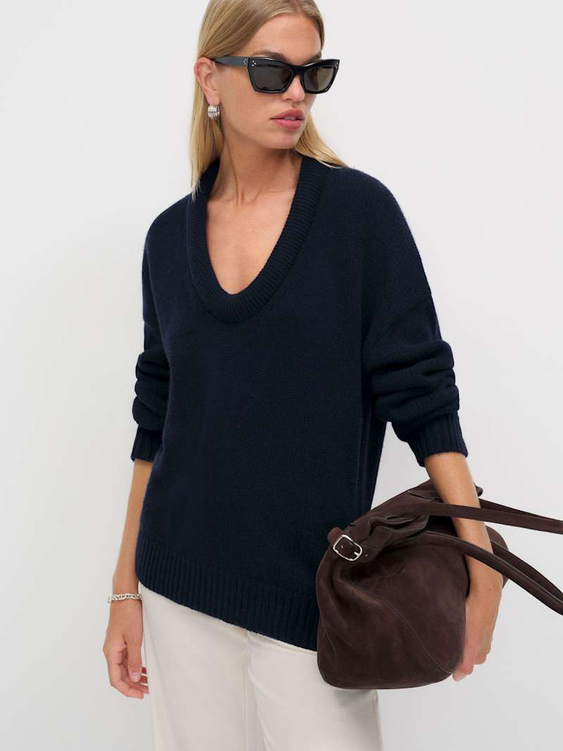 Reformation Jonie Cashmere Oversized Scoop Neck Natural Medium | Reformation (Global)