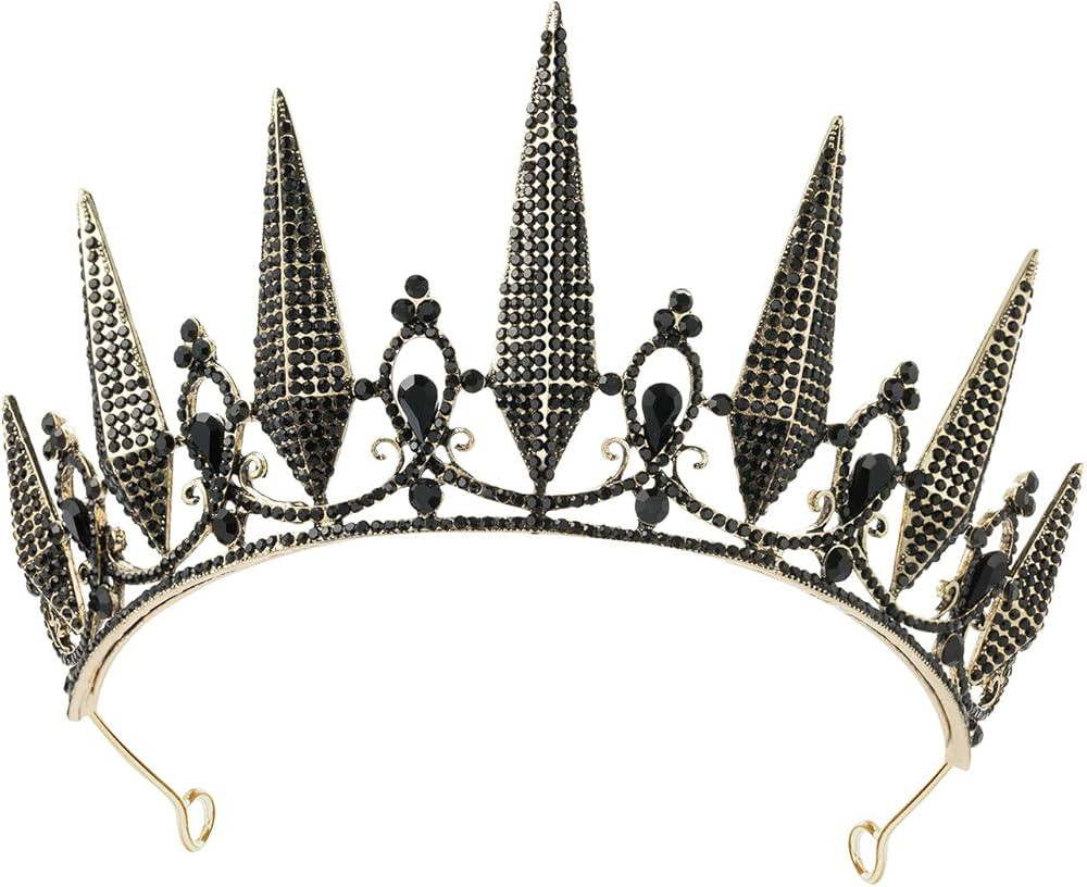 SWEETV Gothic Crown Pageant Tiara for Women, Black Queen Tiaras and Crowns, Witch Costume Party A... | Amazon (US)