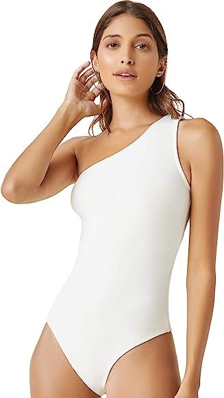 Verdusa Women's One Shoulder Sleeveless Skinny Leotard Tank Bodysuit Top | Amazon (US)