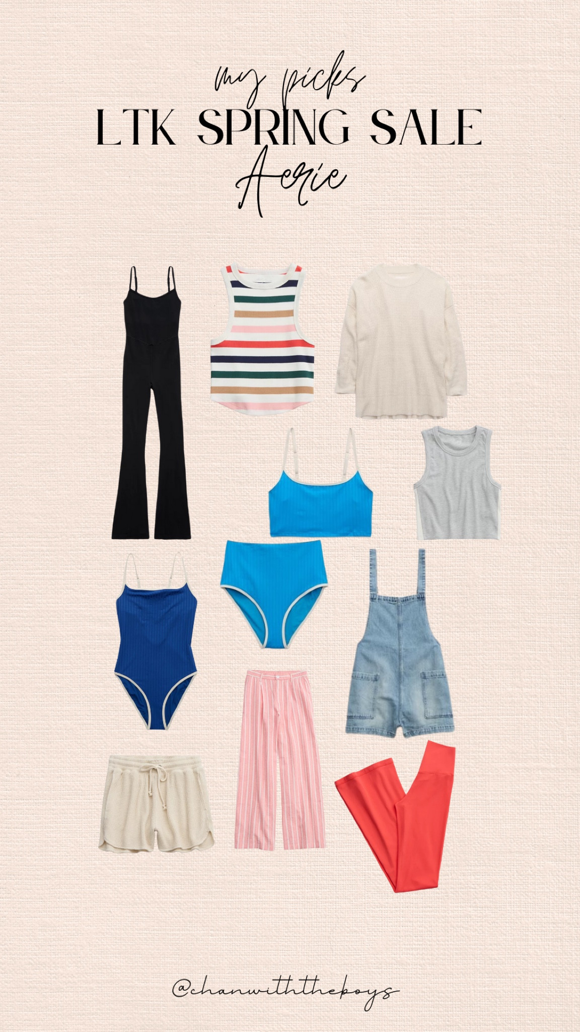 Aerie is 25% off March 8-11 for the LTK Spring Sale. Shop my picks through this link for the discount. 

Shorts overalls, black jumpsuit, ribbed bathing suit, flare leggings, Lounge shorts 

#LTKSeasonal #LTKSpringSale #LTKstyletip