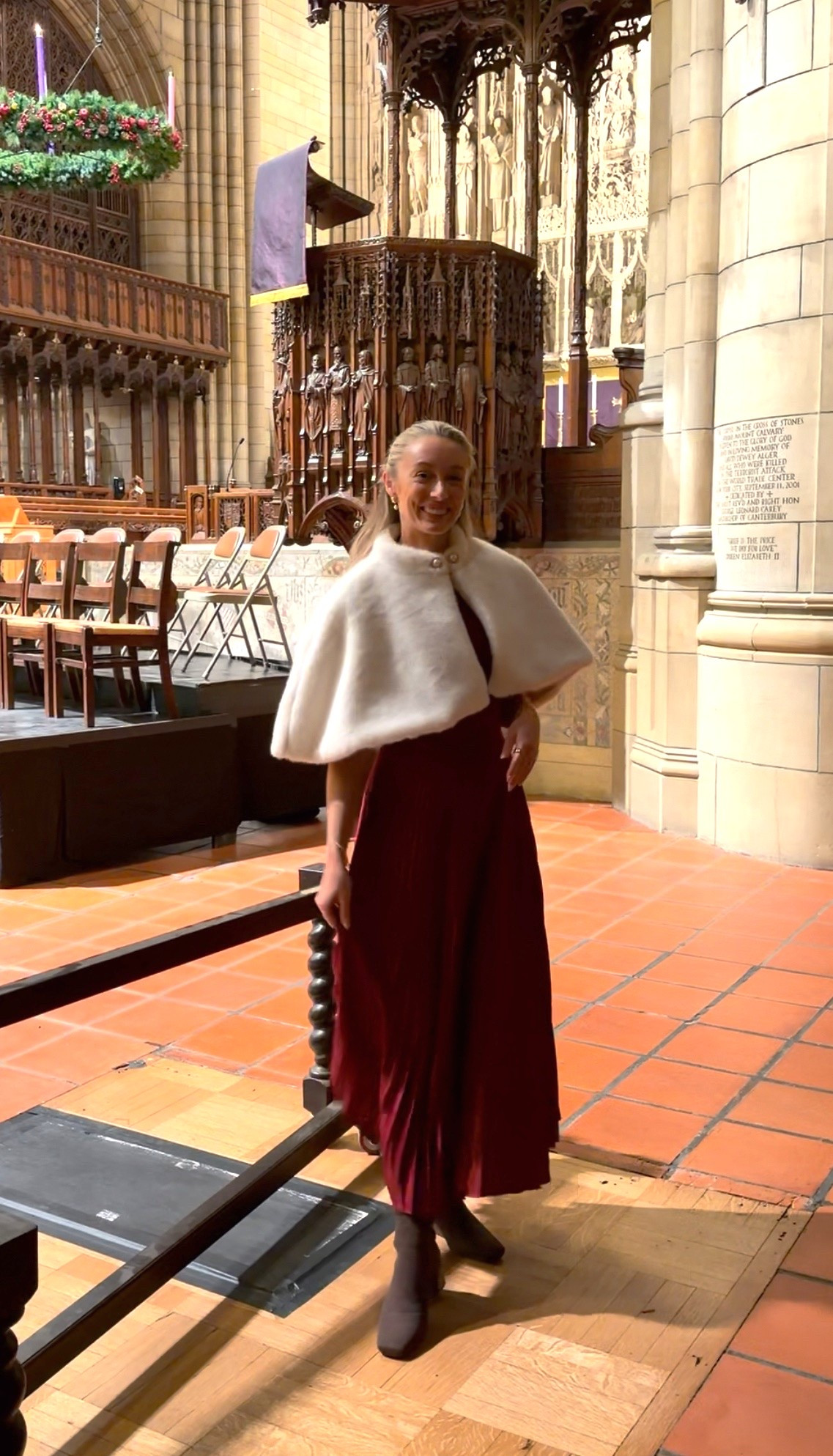 My favourite festive outfit for a day in New York City ✨  Red velvet dress for Christmas, white shawl, cosy, elegant style from Ralph Lauren 🎄

#LTKfestive #LTKluxury #LTKwinter