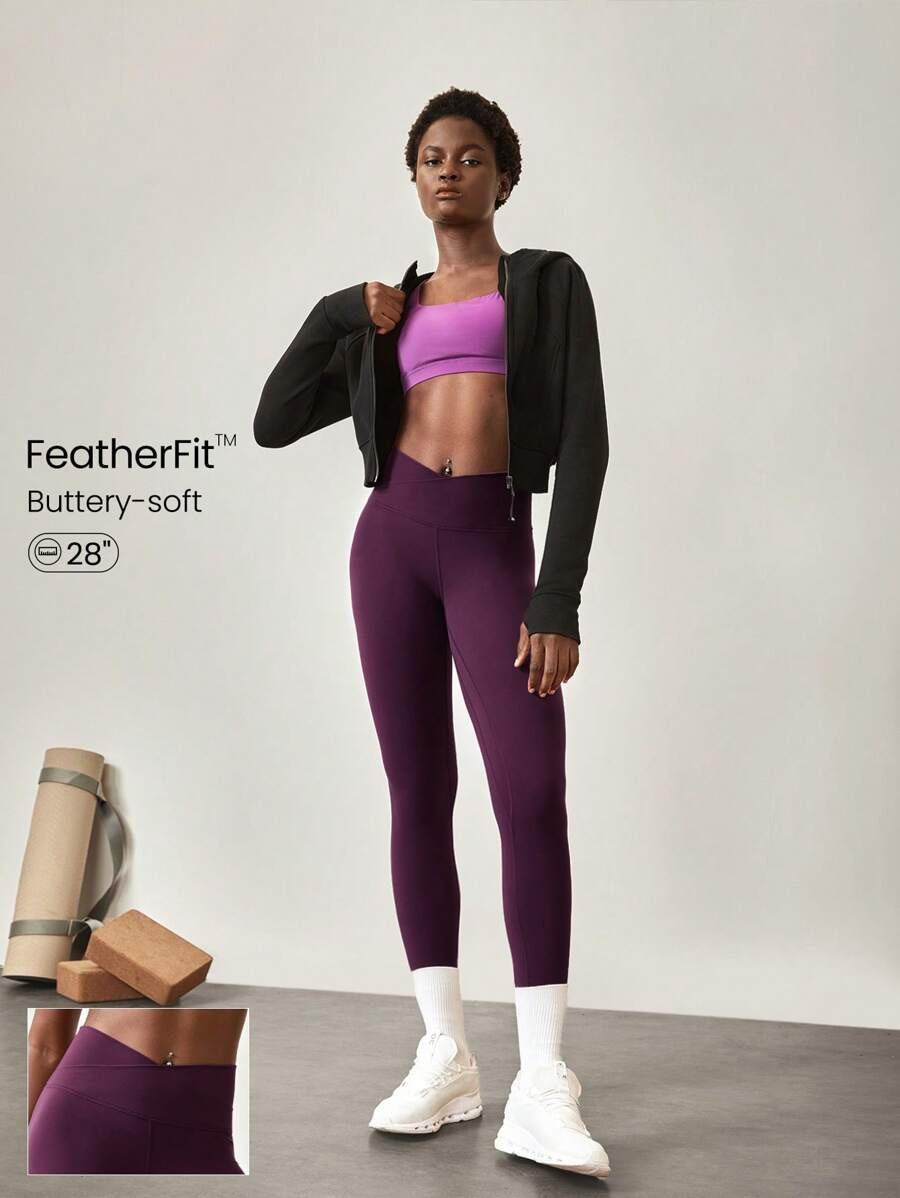 GLOWMODE 28" FeatherFit™ Crossover Leggings Gym  Spring Summer | SHEIN