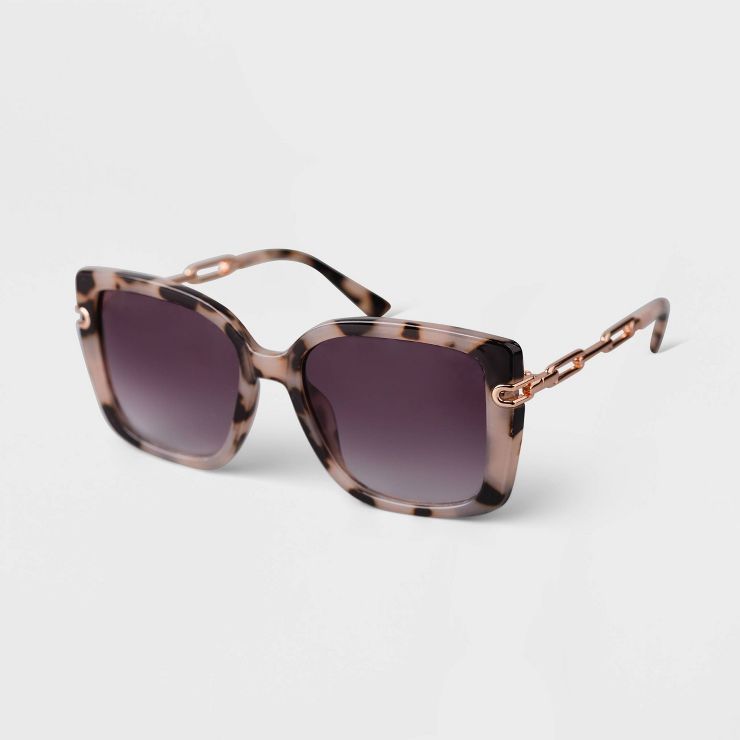 Women's Tortoise Shell Oversized Square Sunglasses - A New Day™ Tan | Target