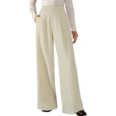 Arach&Cloz Women's Wrinkle-Free Pleated Business Wide Leg Pants Fall 2025 | Amazon (US)