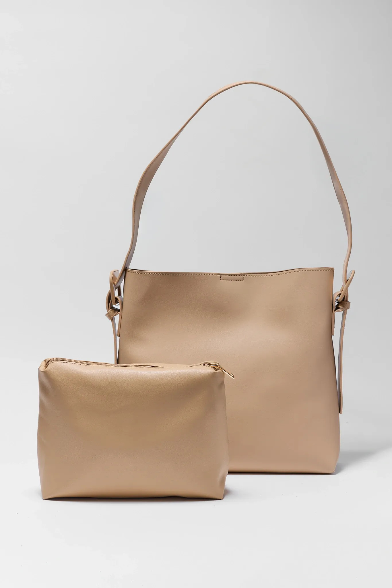 Tan Faux Leather Bucket Bag | Avara