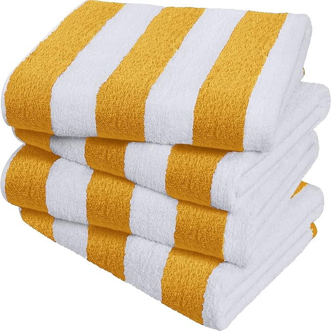 Utopia Towels Cabana Stripe Beach Towels, Yellow, (30 x 60 Inches) - 100% Ring Spun Cotton Large ... | Amazon (US)