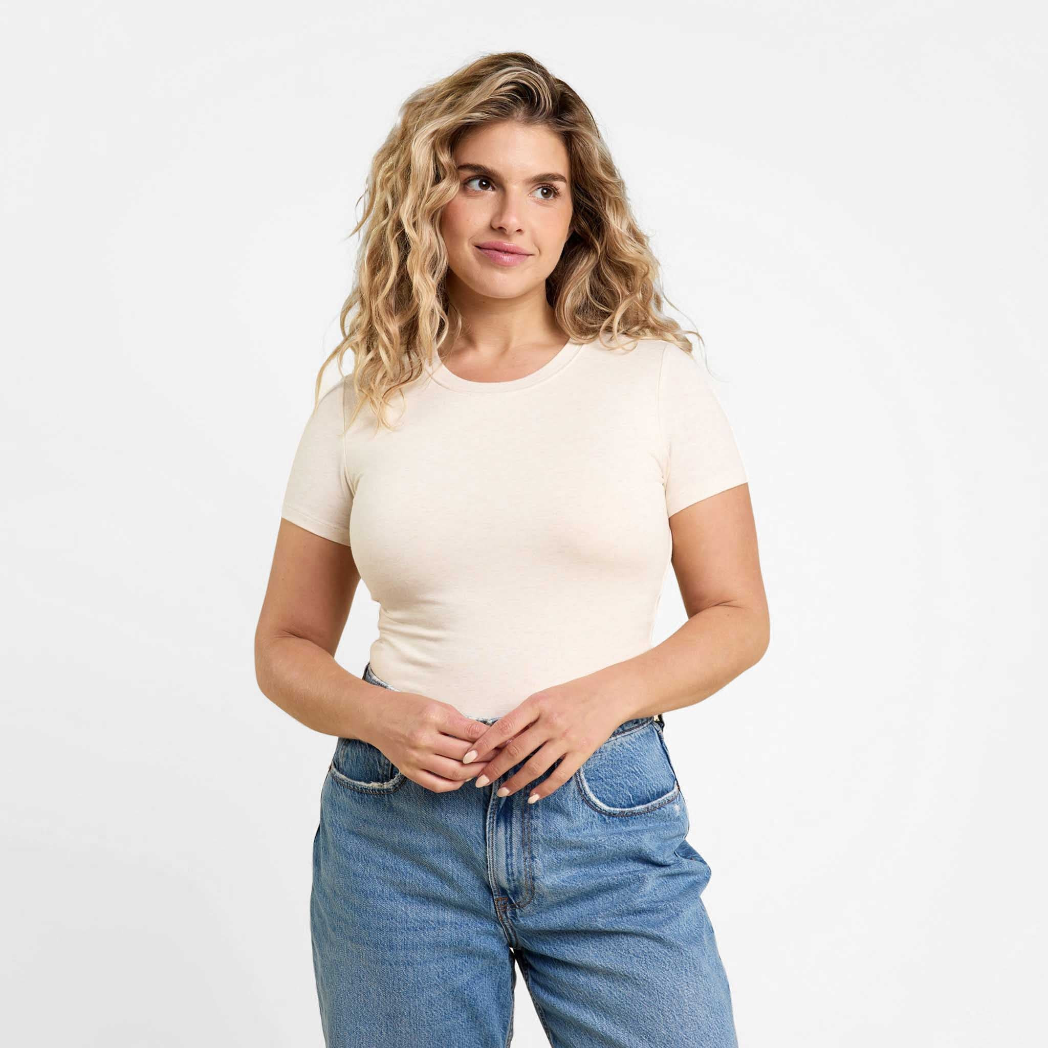 Cotton Stretch Short Sleeve Crewneck Bodysuit | Black | Nuuds US