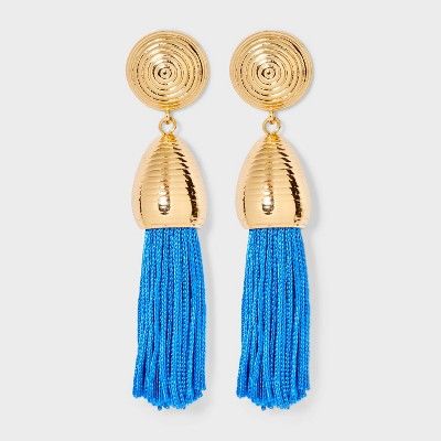 SUGARFIX by BaubleBar Threaded Tassel Statement Earrings - Blue | Target