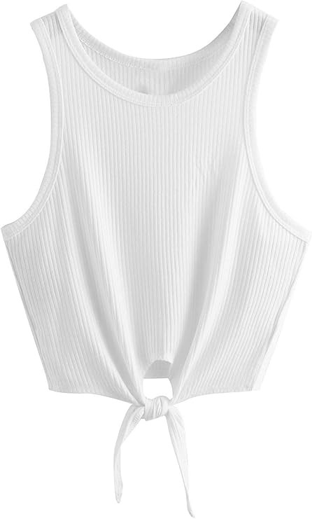 SweatyRocks Crop Top Women Vest Ribbed Tank Top | Amazon (US)