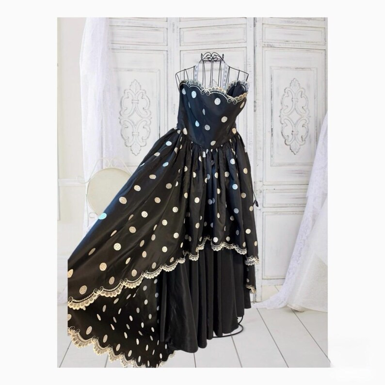 RARE Vintage 1980s Strapless Black Taffeta Prom Dress by Albert Capraro - Etsy | Etsy (US)