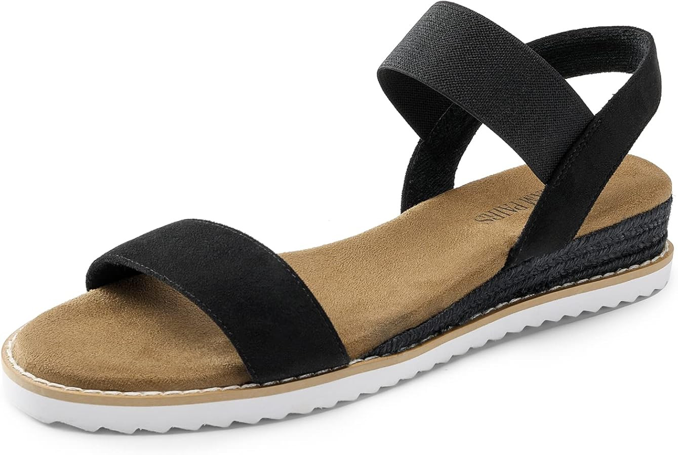 DREAM PAIRS Womens Espadrilles Ankle Stretch Elastic Strap Open Toe Comfortable Wedges Flats Spri... | Amazon (US)