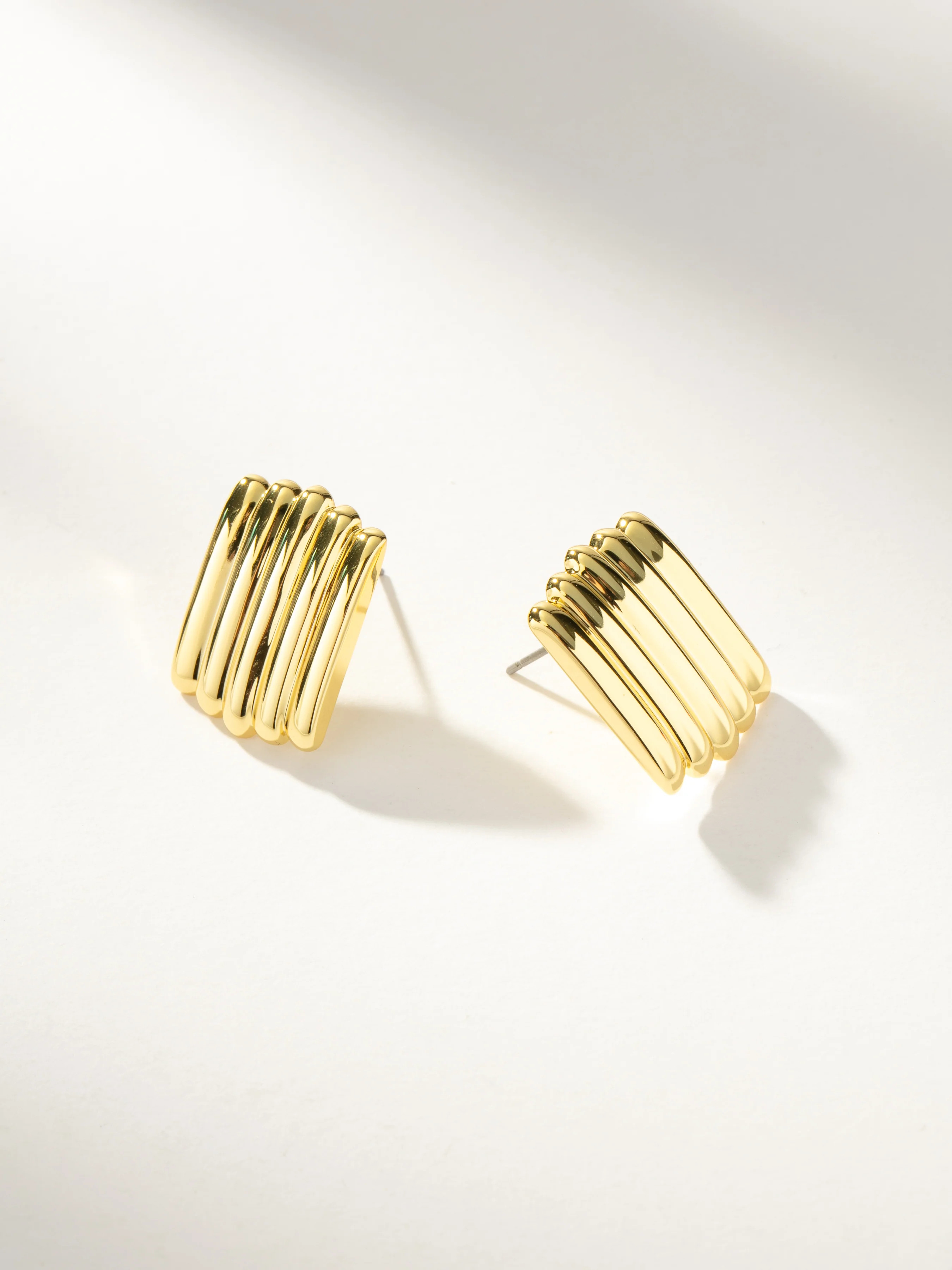 Gold Ribbed Statement Earrings | Ribbed Earrings | Uncommon James | Uncommon James