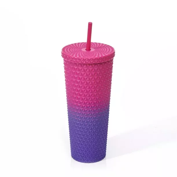 Mainstays 26-Ounce Plastic Tumbler with Straw, Multi Color