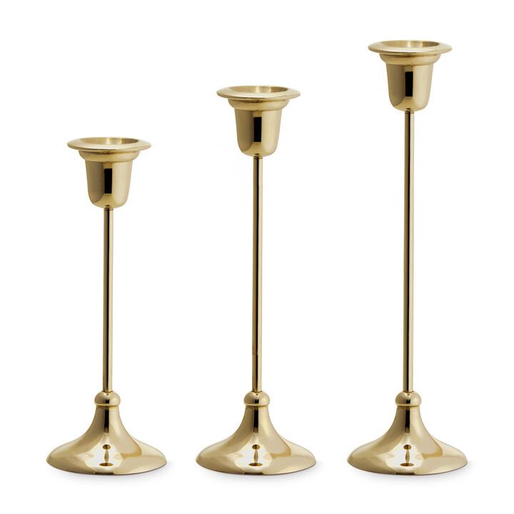 Arden Brass Taper Candle Holders, Set of Three | Lights.com