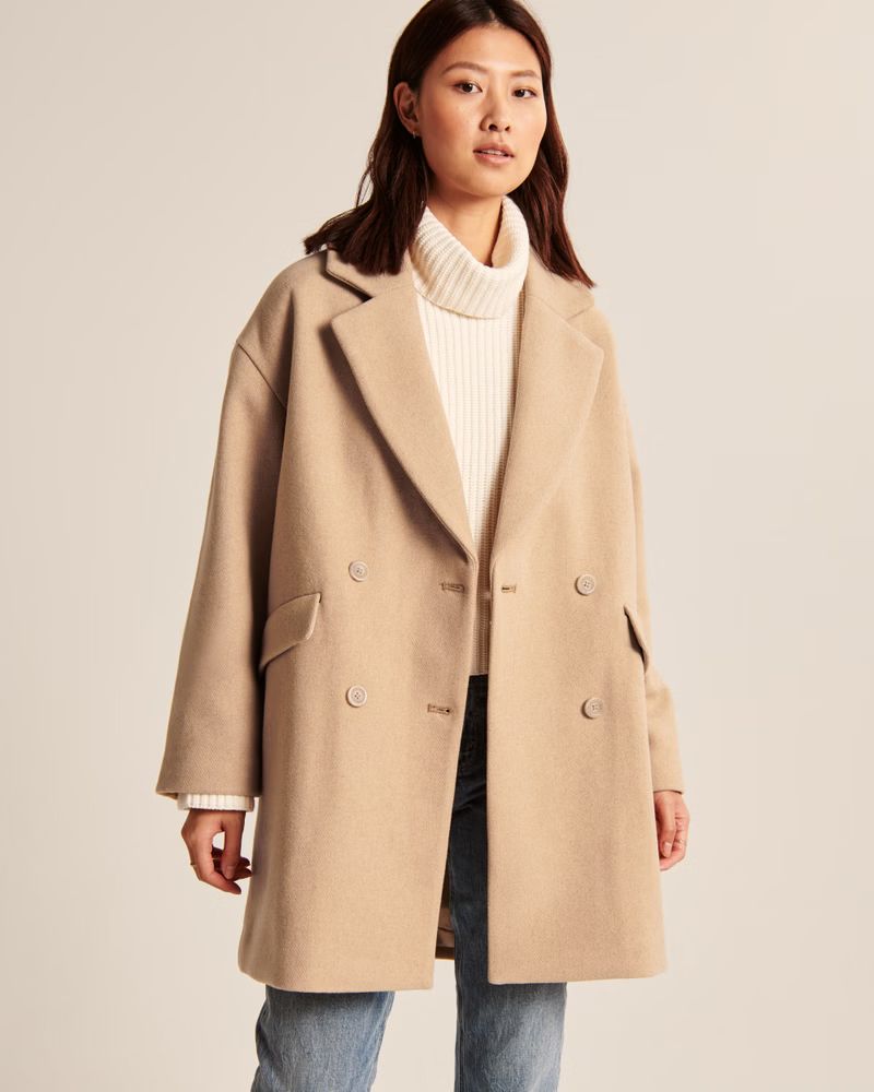 Short Wool-Blend Dad Coat | Abercrombie & Fitch (US)