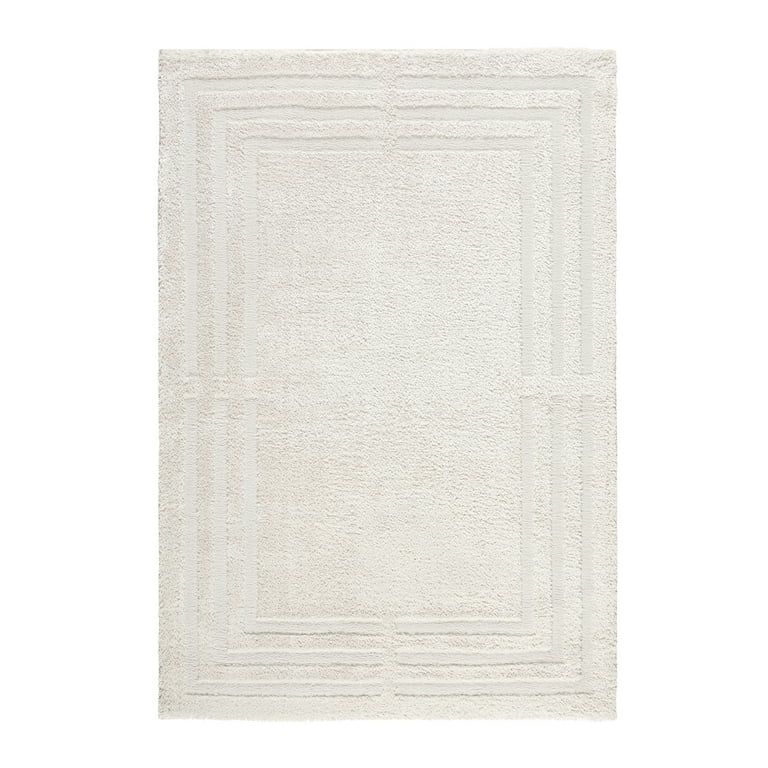 TOWN & COUNTRY EVERYDAY Cloud Shag Plush Border Area Rug with High-Low Pile, Beige, 7'10"x10'2" | Walmart (US)