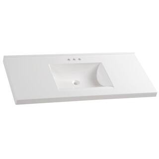 49 in. W x 22 in. D Cultured Marble Vanity Top in White with White Sink | The Home Depot