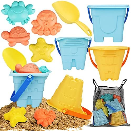 TOY Life Sand Toys for Kids Toddlers - 9 Beach Toys Includes 3 Beach Sand Castle Bucket, Toy Shov... | Amazon (US)