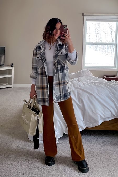Travel day outfit - code for my shacket is LOMEYER15 & yoga pants on sale! Electric picks code is LOMEYER20! S jacket & tee, m short pants, size down in docs 

#traveloutfit #shacket #giftsforher 