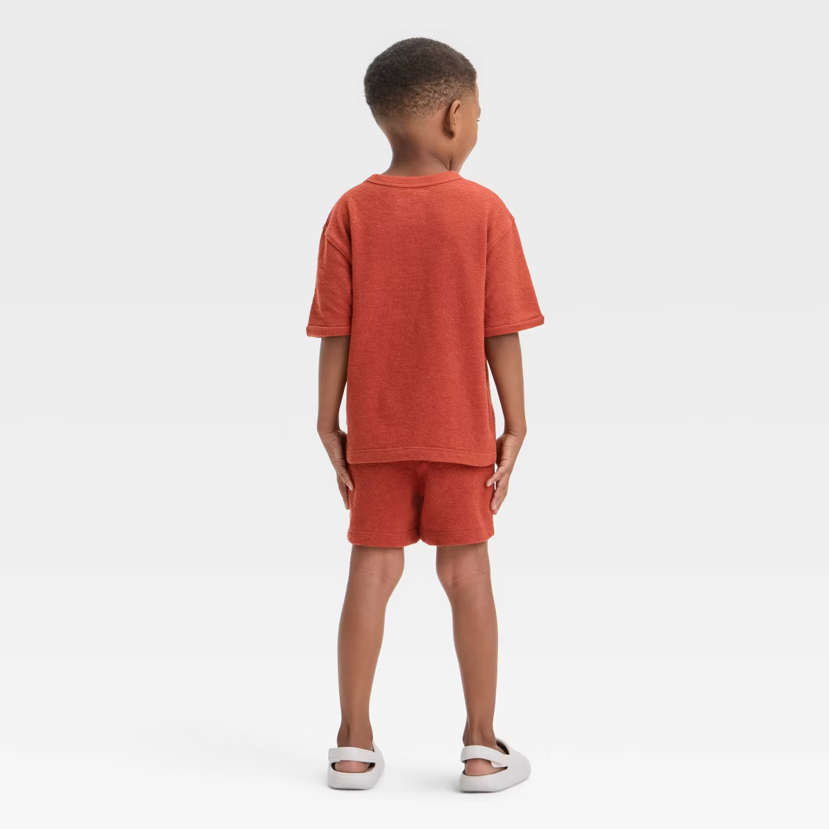Toddler Boys' Short Sleeve French Terry T-Shirt and Shorts Set - Cat & Jack™ Orange 12M | Target