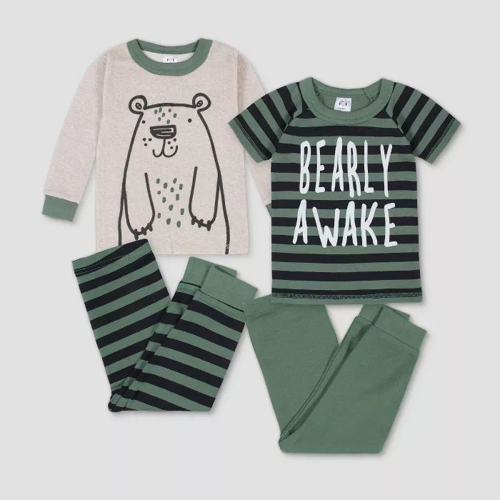 Gerber Toddler Boys' 4pc Bear Pajama Set - Brown/Gray | Target