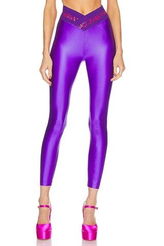 Versace Jeans Couture Satin Legging Doodle Waistband in Royal Purple from Revolve.com | Revolve Clothing (Global)