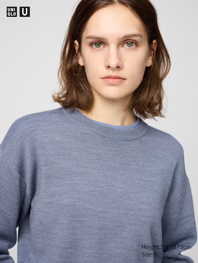 Double Faced Knit Crew Neck JumperColour: 63 BLUESize: Women SXXSXSSMLXLXXLSizingGet help with
fi... | UNIQLO (UK)