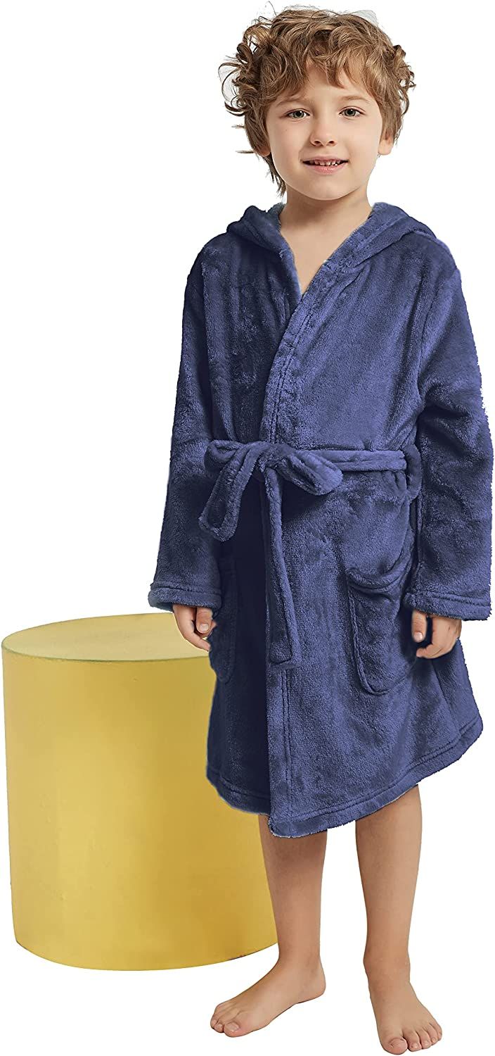 V.&GRIN Boys Fleece Robe, Hooded Toddler Soft Fuzzy Bathrobe for Kids 3-14 Years | Amazon (US)