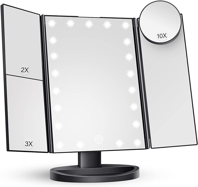 HUONUL Makeup Mirror Vanity with Lights, 2X 3X 10X Magnification, Lighted Mirror, Touch Control, ... | Amazon (US)