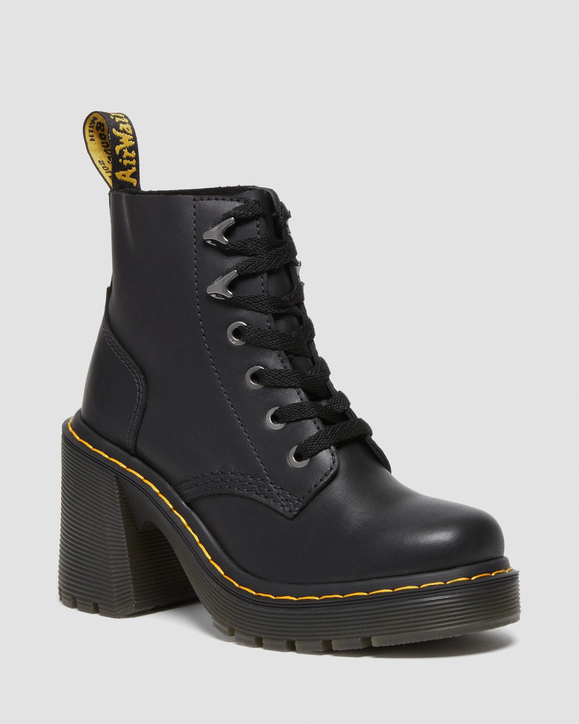 Jesy Sendal Leather Lace Up Flared Heel Boots | Dr. Martens
