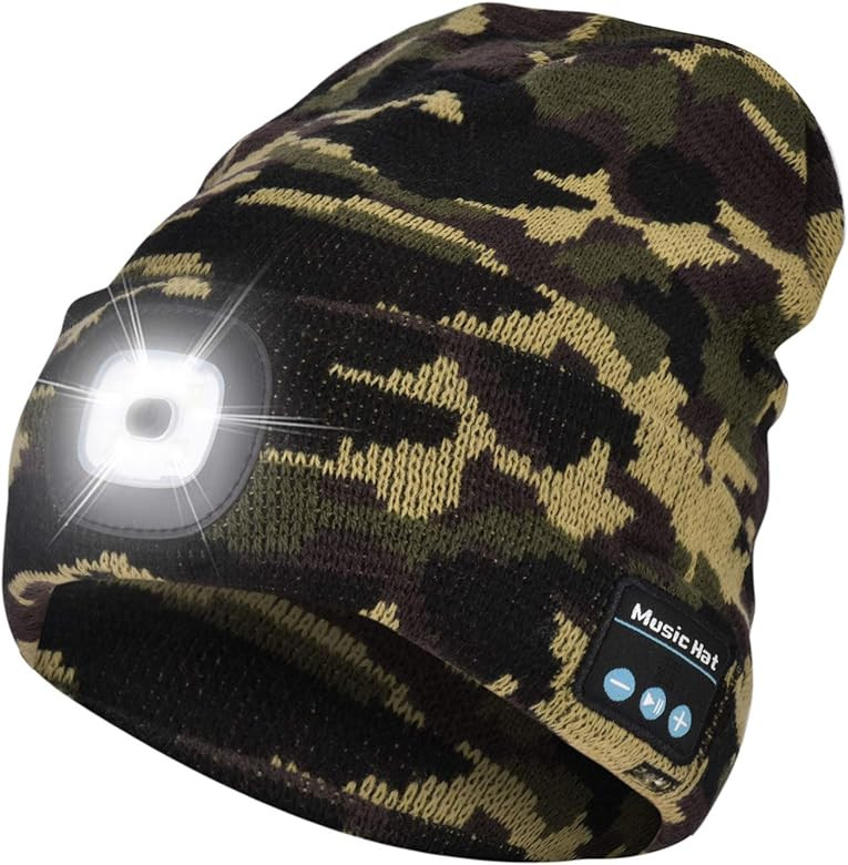 Unisex Bluetooth Beanie Hat with Light Wireless Headphones Gifts for Men Dad | Amazon (CA)