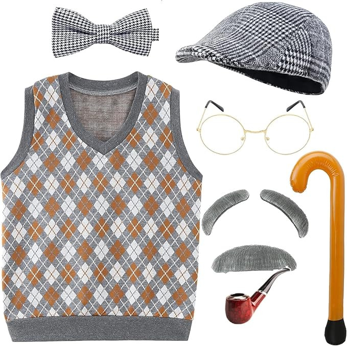 EBYTOP Kids 100 Days of School Old Man Halloween Costume Dress up Outfit Accessories | Amazon (US)