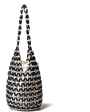RomanticDesign Women Retro Wooden Handbag Woven Bead Tote Bag Hollow Out Beach Casual Bucket Purs... | Amazon (US)