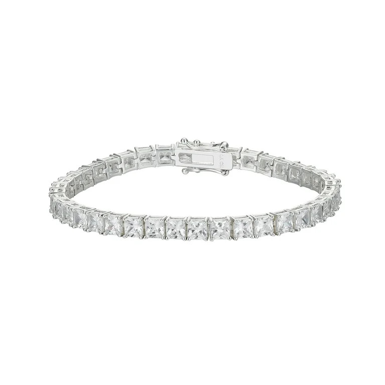Believe by Brilliance Women's Fine Silver Plated Cubic Zirconia Tennis Bracelet, 7.25" Extender | Walmart (US)