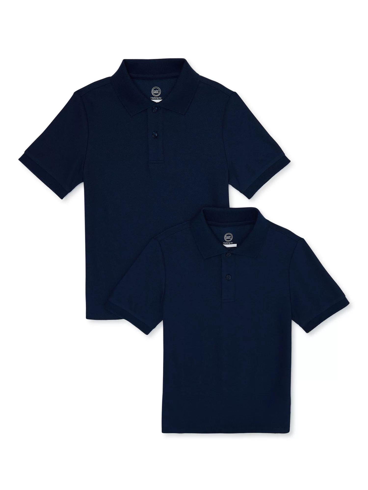 Wonder Nation Boys School Uniform Pique Polo Shirts with Short Sleeves, 2-Pack, Sizes 4-18 & Husk... | Walmart (US)