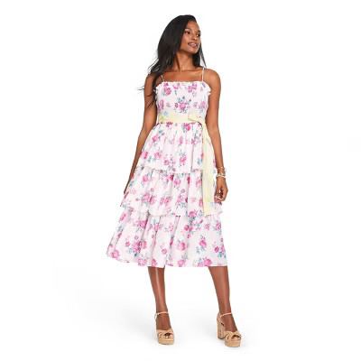 Women's Elise Smocked Tiered Dress - LoveShackFancy for Target (Regular & Plus) Ivory/Pink | Target