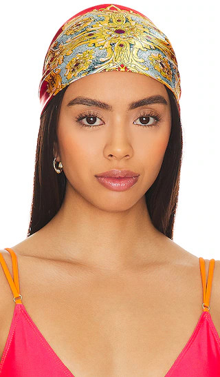 Printed Equestrian Headscarf in Red & Gold | Revolve Clothing (Global)