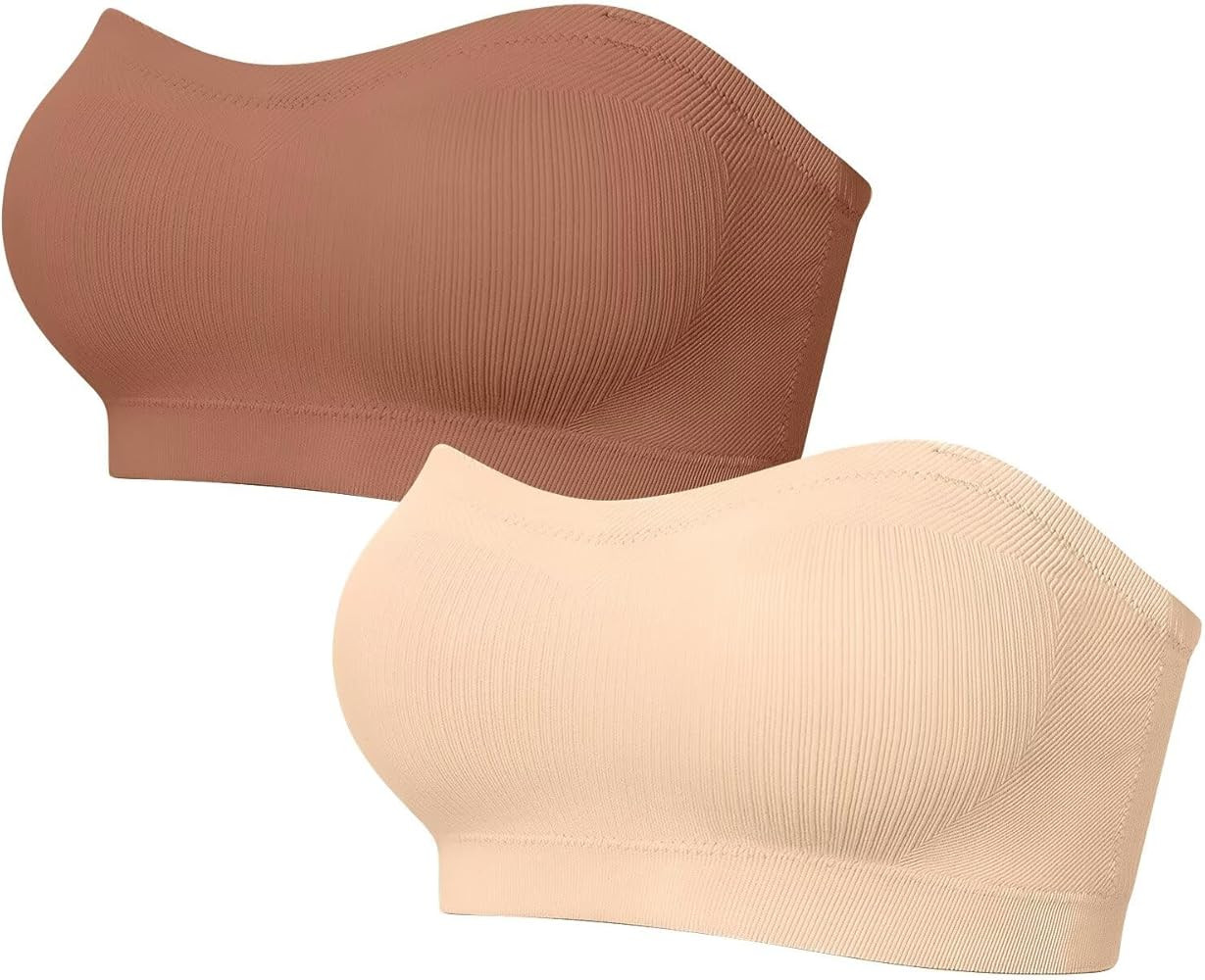 Vertvie Strapless Bra Wireless Non-Slip Push Up Bandeau Bras for Women Full Support Tube Tops Pad... | Amazon (US)