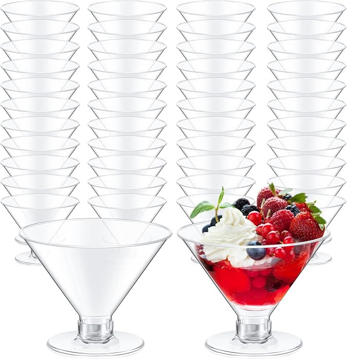 Yinkin 150 Pcs Plastic Martini Glasses Disposable Clear Cocktail Dessert Parfait Glasses Unbreaka... | Amazon (US)