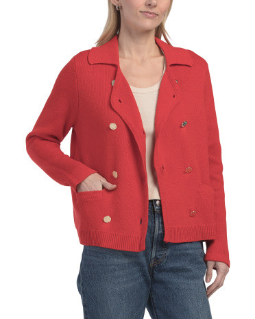 Long Sleeve Double Breasted Collared Sweater Jacket | TJ Maxx