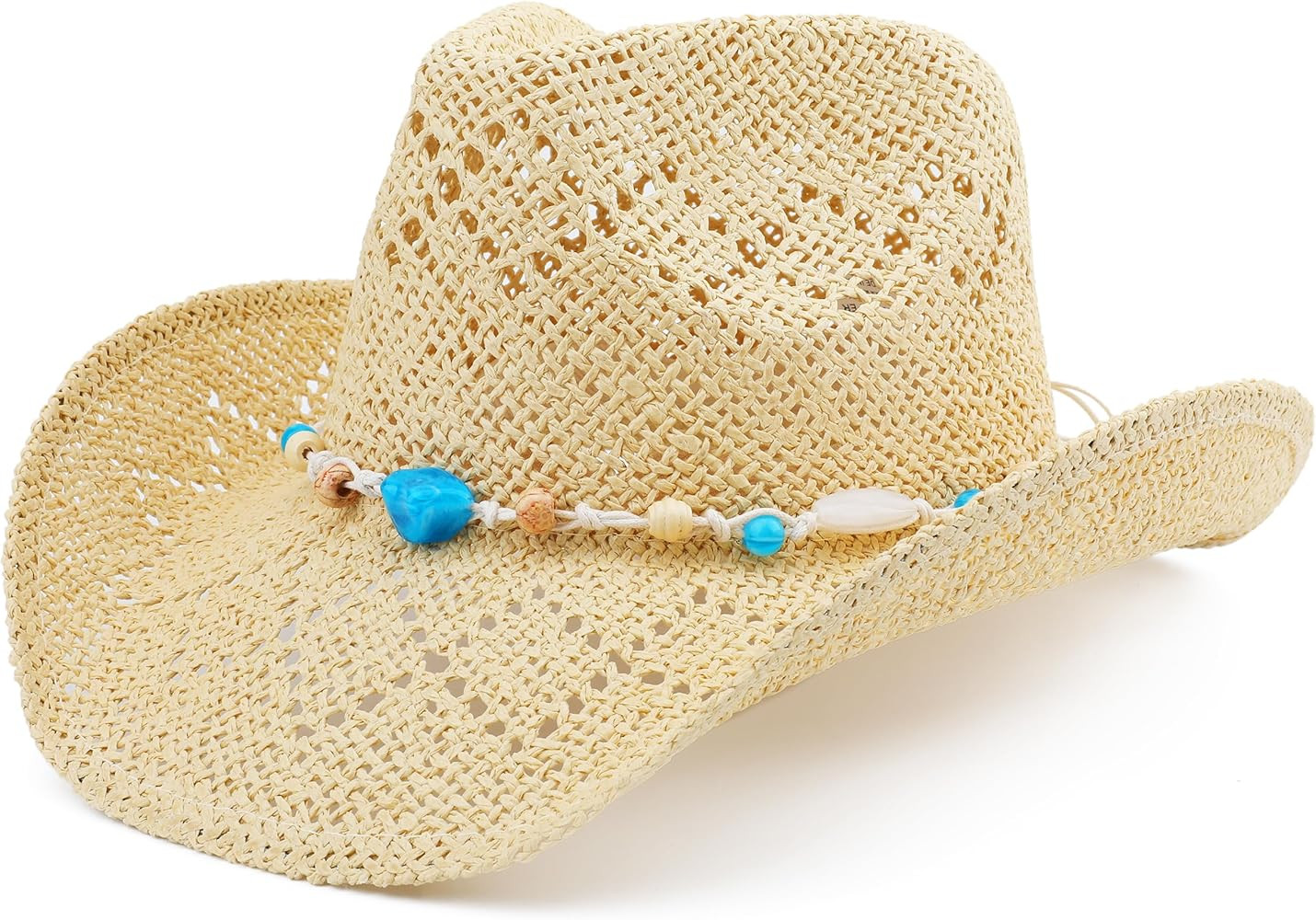 Straw Cowboy Hat for Women Men Sun Beach Western Cowgirl Hat | Amazon (US)